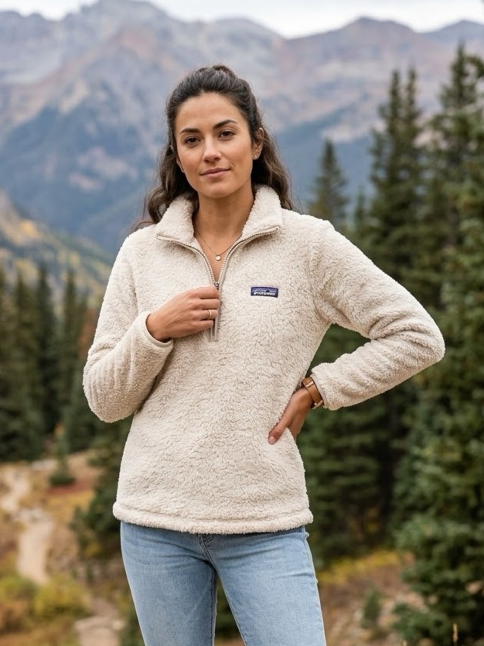 Patagonia Los Gatos 1/4 Zip Fleece Pullover Calcium White Women’s M